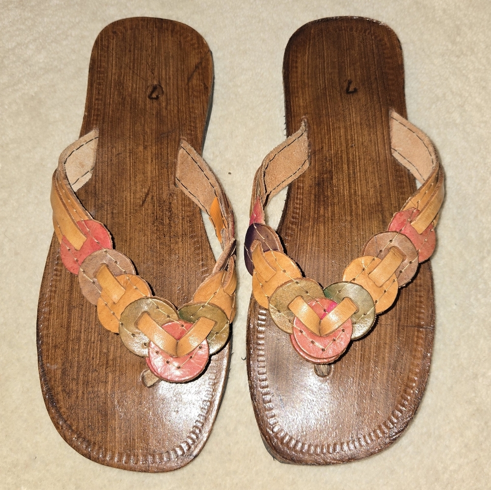 🇧🇷 BRAZILIAN LEATHER Multicolor Braided Leather Sandals 🇧🇷